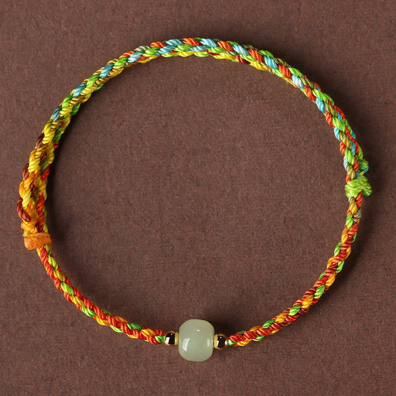 Wear FengShui Colorful Rope Luck Jade Bead Abundance Bracelet