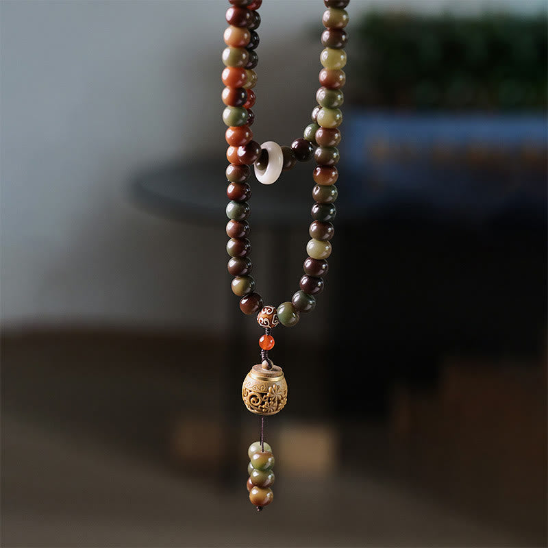 Wear FengShui 108 Mala Beads Dunhuang Color Bodhi Seed Dzi Bead Keep Away Evil Spirits Bracelet