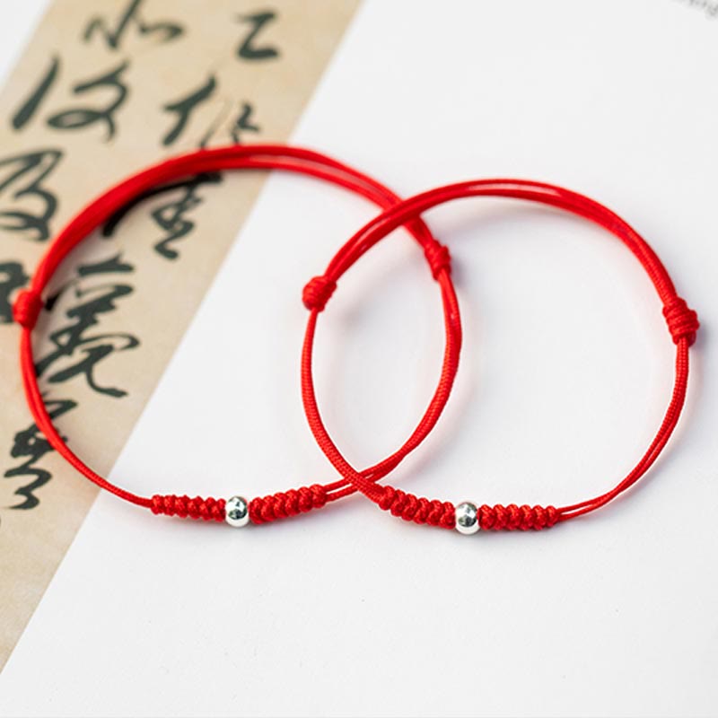 Wear FengShui 925 Sterling Silver Luck Bead Protection Red String Braided Bracelet