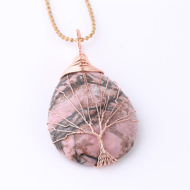 Wear FengShui Natural Quartz Crystal Tree Of Life Healing Energy Necklace Pendant