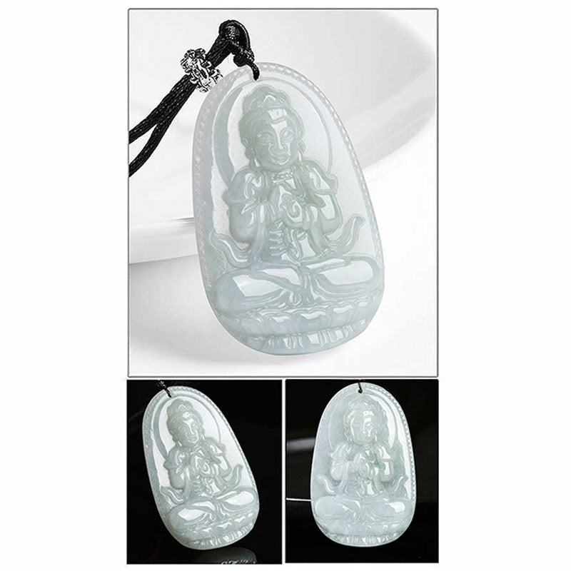 Wear FengShui Chinese Zodiac Natal Buddha Jade Wealth Prosperity Necklace Pendant