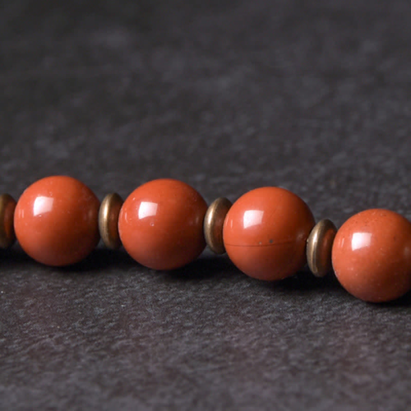 Wear FengShui Red Jasper Moss Agate Black Obsidian Crystal Copper Peace Couple Bracelet