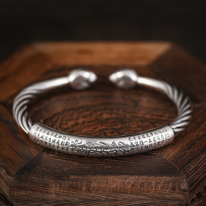 Wear FengShui Tibetan Om Mani Padme Hum Heart Sutra Purity Cuff Bracelet