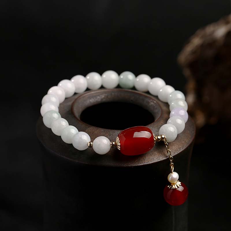Wear FengShui Natural White Jade Agate Protection Bracelet