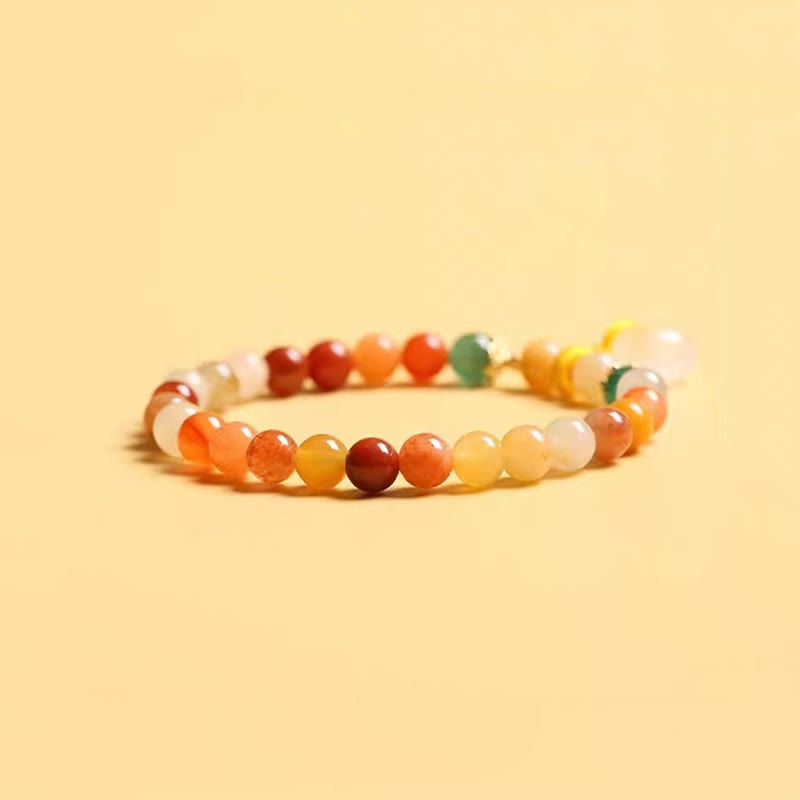 Wear FengShui 14K Gold Plated Colorful Golden Silk Jade Peace Buckle Wealth Bracelet