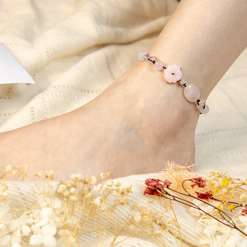 Wear FengShui The Flower of Love Pink Crystal Soothing Anklet
