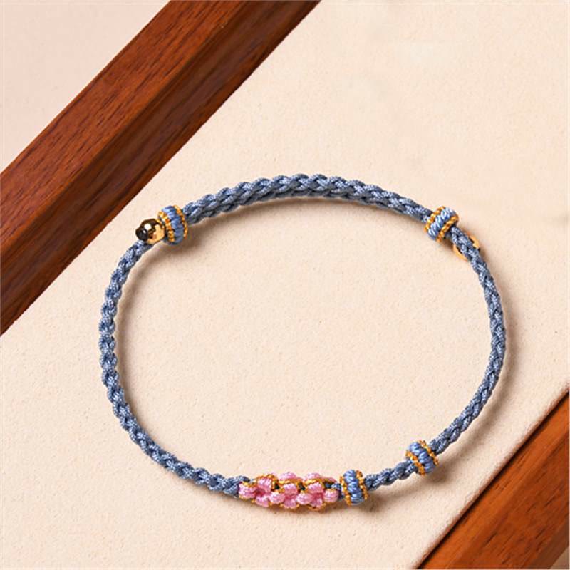 Wear FengShui Handmade Peach Blossom Protection Braided Rope Bracelet