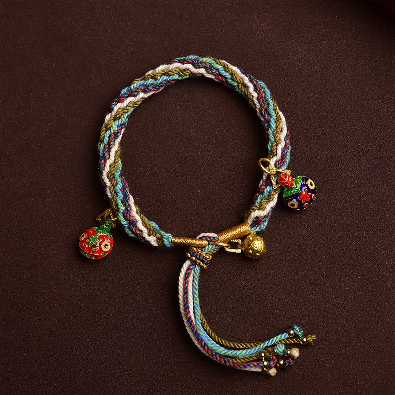 Wear FengShui Handmade Gold Swallowing Beast Family Healing Reincarnation Knot Braid Bracelet