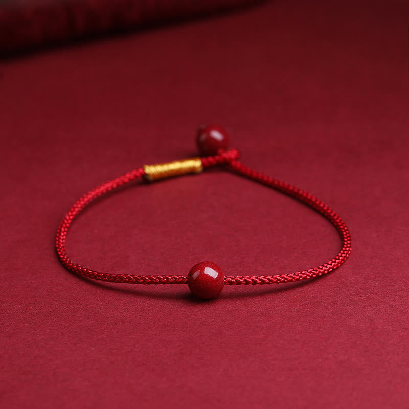 Wear FengShui Natural Cinnabar Red Agate Blessing Red String Bracelet