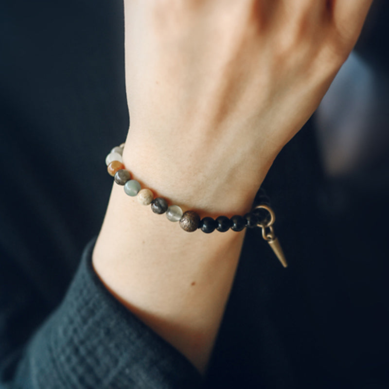 Wear FengShui Black Obsidian Sodalite Crystal Copper Strength Couple Bracelet