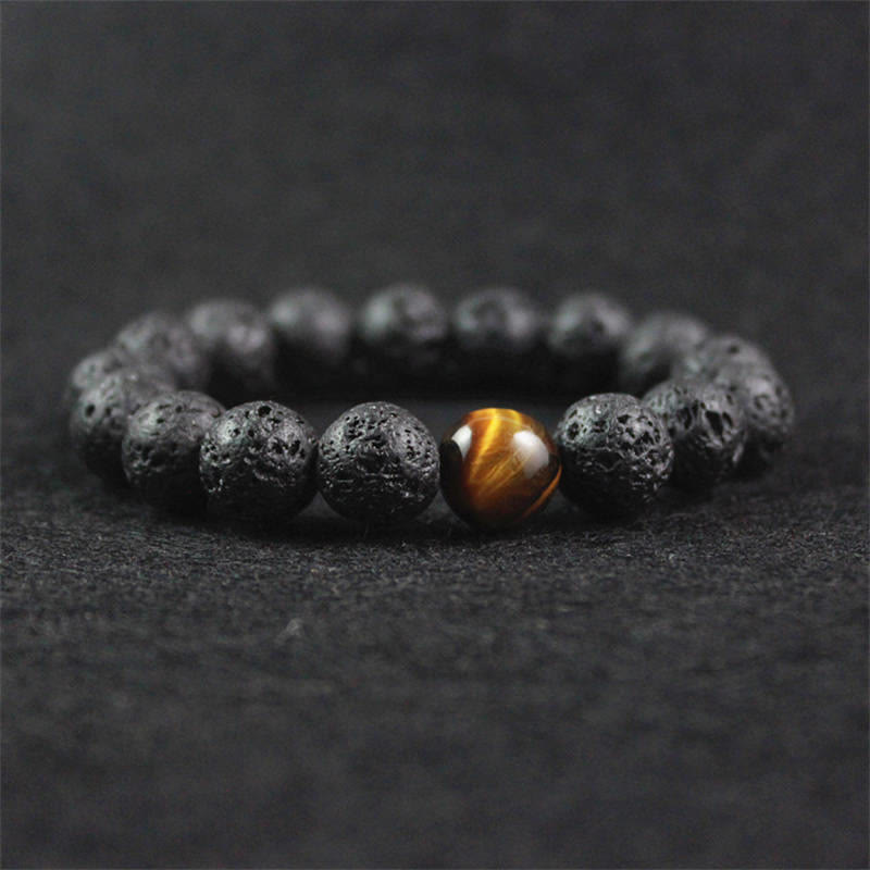 Wear FengShui Lava Rock Tiger Eye Stone Peace Healing Bracelet