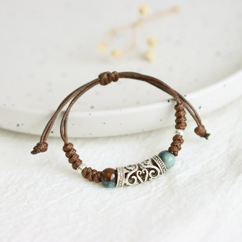 Wear FengShui Tibet Ceramic Bead Wealth String Bracelet