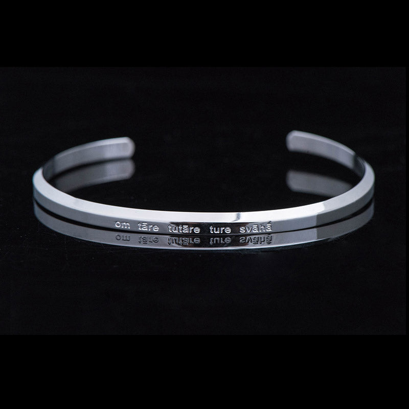Wear FengShui Six True Words Engraving Titanium Steel Blessing Protection Bracelet