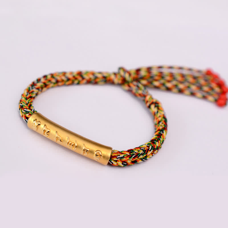 Wear FengShui 999 Sterling Silver Om Mani Padme Hum Protection Strength String Bracelet
