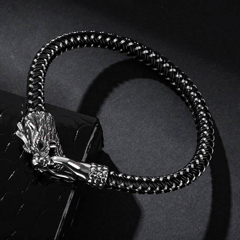 Wear FengShui Dragon Titanium Steel Protection Luck Bracelet