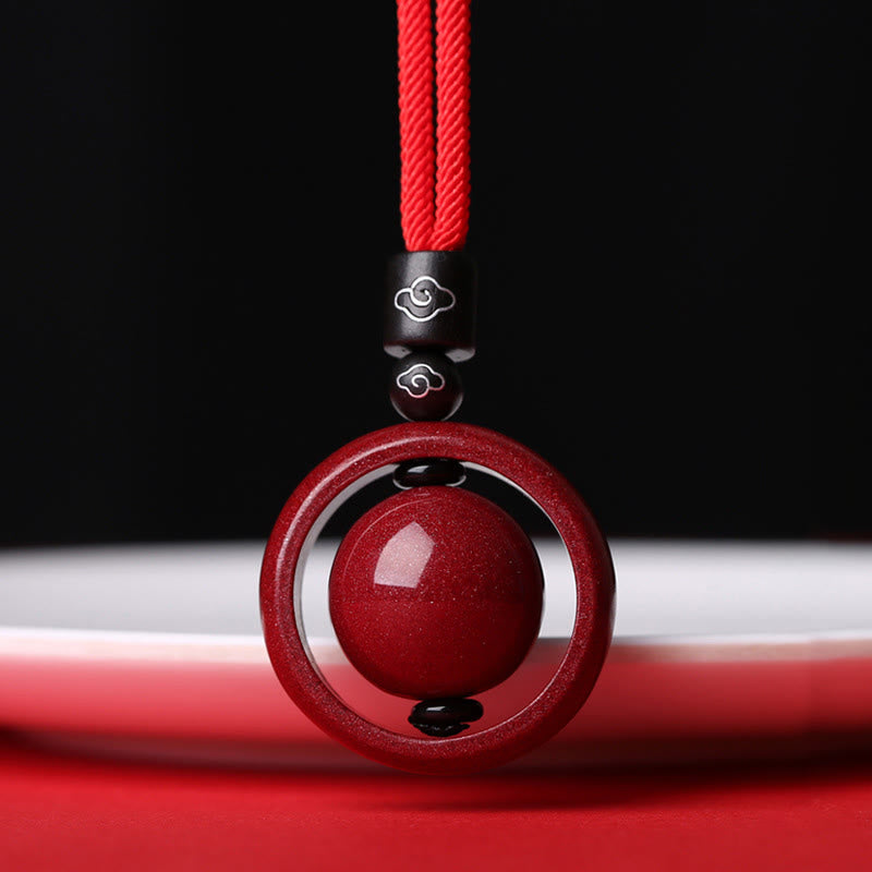 Wear FengShui Cinnabar Om Mani Padme Hum PiXiu Blessing Lucky Bead Necklace Pendant