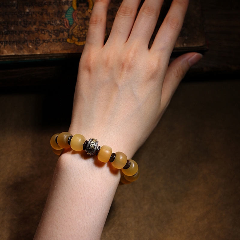 Wear FengShui Handmade Tibetan Sheep Horn Om Mani Padme Hum Auspiciousness Bracelet
