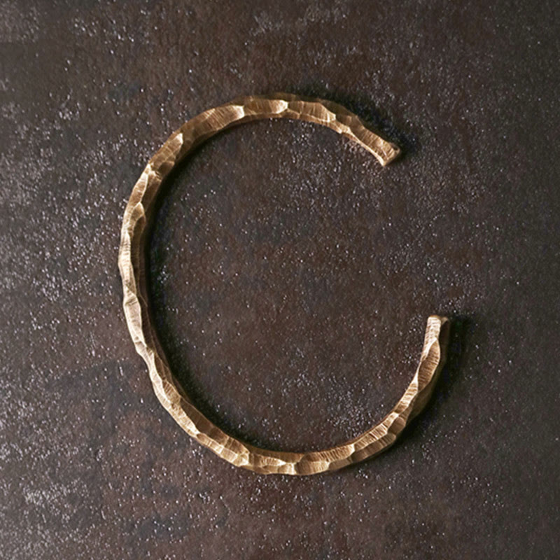 Wear FengShui Tibetan Bump Texture Copper Luck Cuff Bracelet Bangle