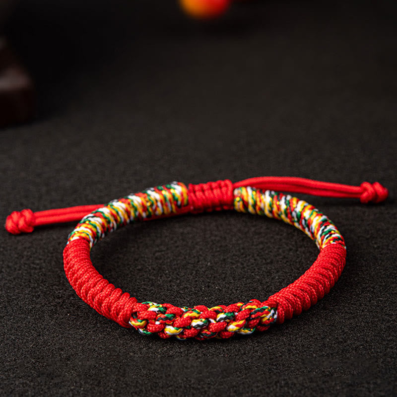 Wear FengShui Tibetan Handmade Colorful King Kong Knot Luck Braid String Bracelet