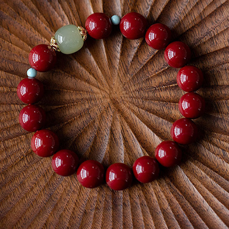 Wear FengShui Cinnabar Green Aventurine Fortune Luck Bracelet