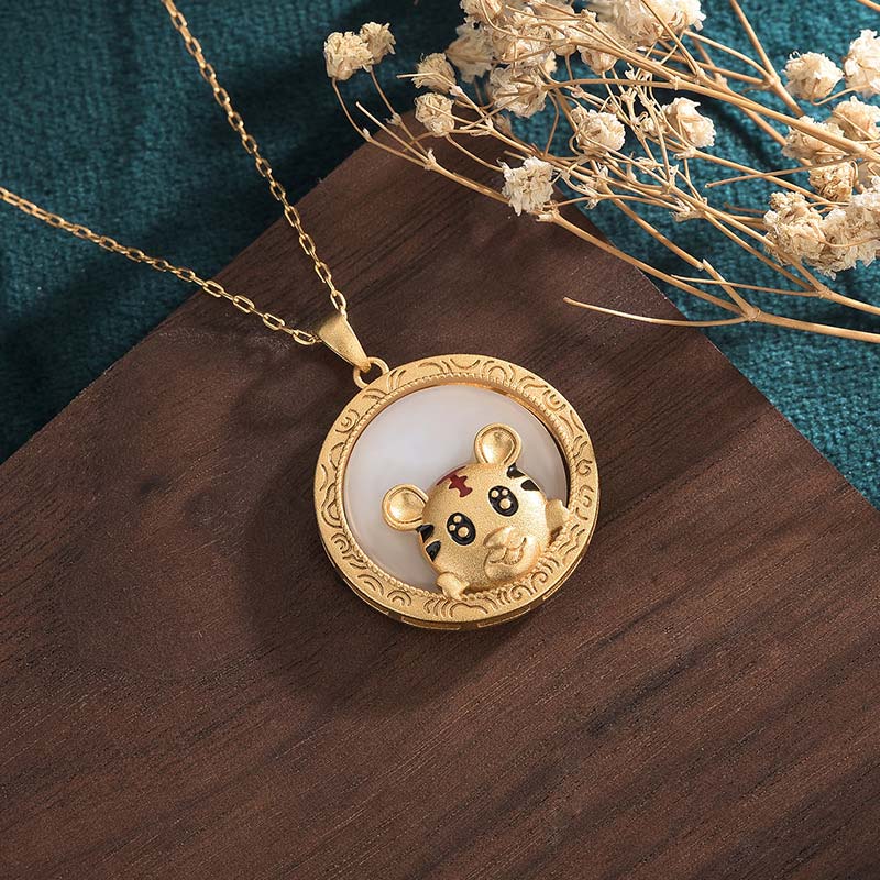 Wear FengShui White Jade Year of the Tiger Blessing Necklace