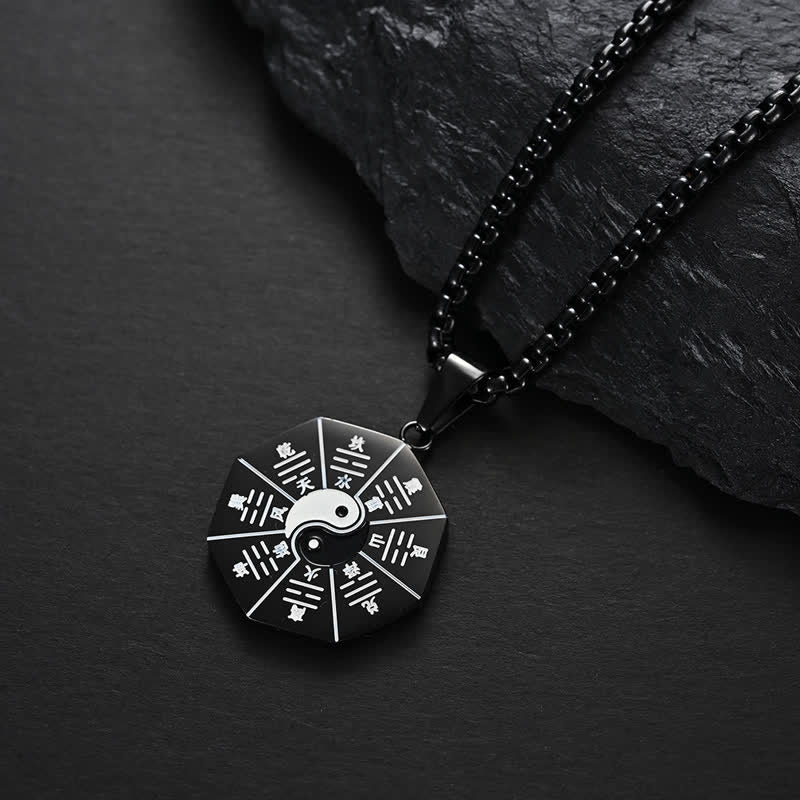 Wear FengShui Bagua Yin Yang Titanium Steel Balance Necklace Pendant