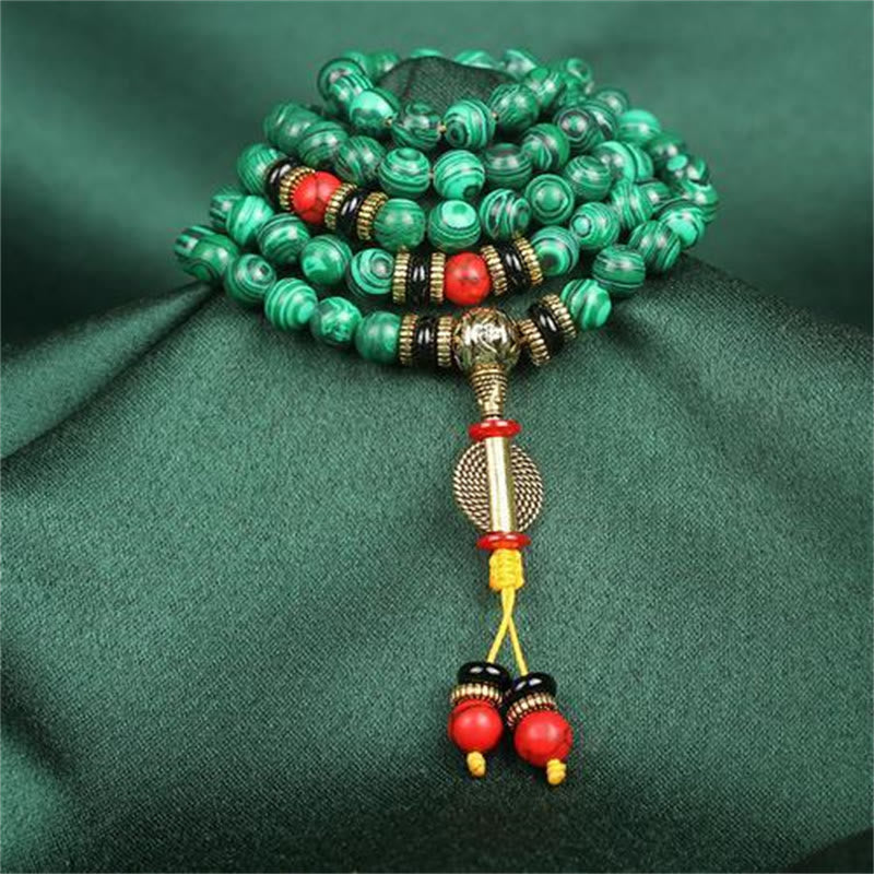 Wear FengShui Tibetan 108 Mala Malachite Beads Bracelet Necklace