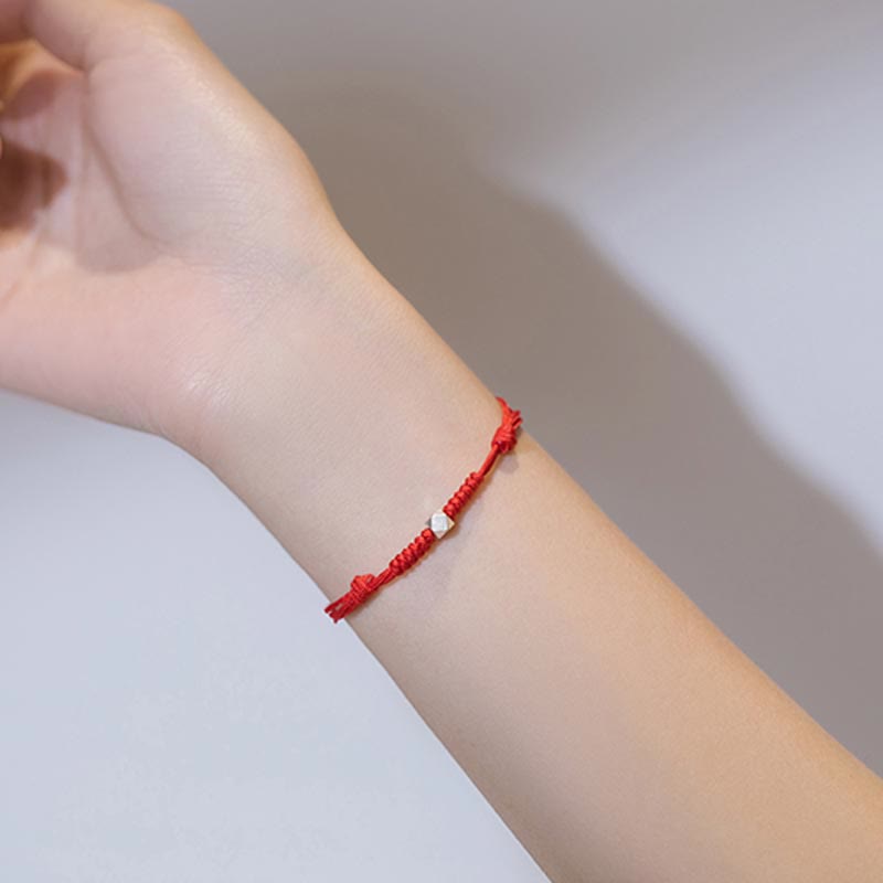 Wear FengShui 925 Sterling Silver Luck Bead Protection Red String Braided Bracelet