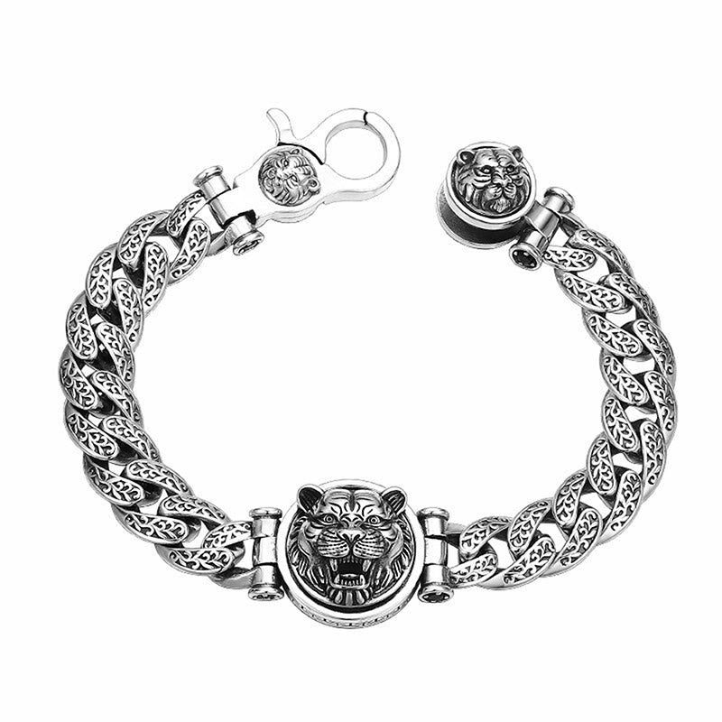 Wear FengShui Tiger Tang Dynasty Flower Design Engraved Luck Energy Bracelet