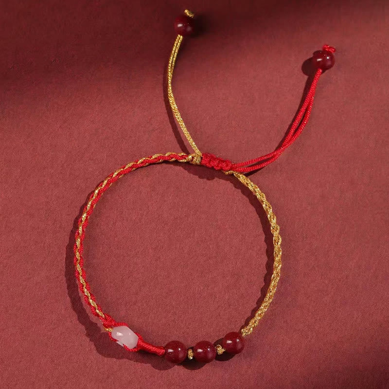 Wear FengShui Natural Cinnabar Jade Peace Buckle Blessing Bracelet