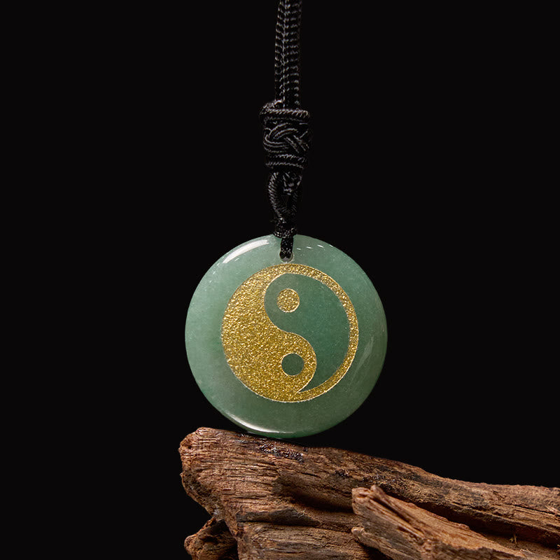 Wear FengShui Various Crystal Amethyst Tiger Eye Green Aventurine Yin Yang Spiritual Necklace Pendant