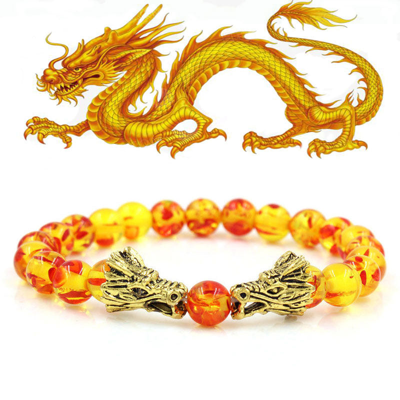Wear FengShui White Turquoise Lava Rock Dragon Blessing Beaded Bracelet