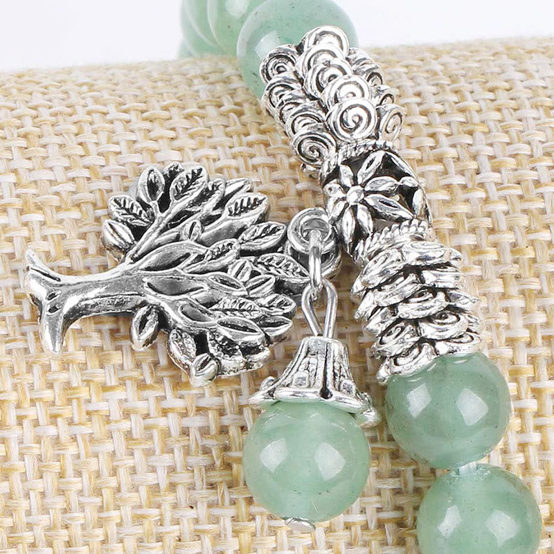 Wear FengShui Natural Gemstone Tree of Life Lucky Charm Stretch Bracelet
