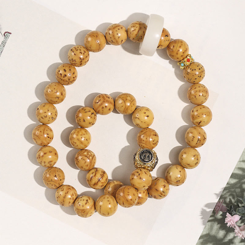 Wear FengShui Tibetan Natural Purple Gold Rat Bodhi Seed Wealth Double Wrap Bracelet