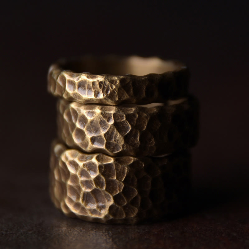 Wear FengShui Tibetan Bump Texture Design Copper Brass Luck Ring