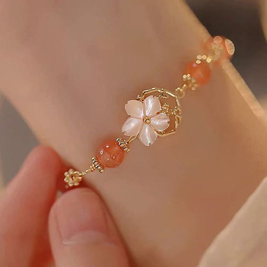 Wear FengShui Red Agate Tridacna Stone Flower Confidence Bracelet