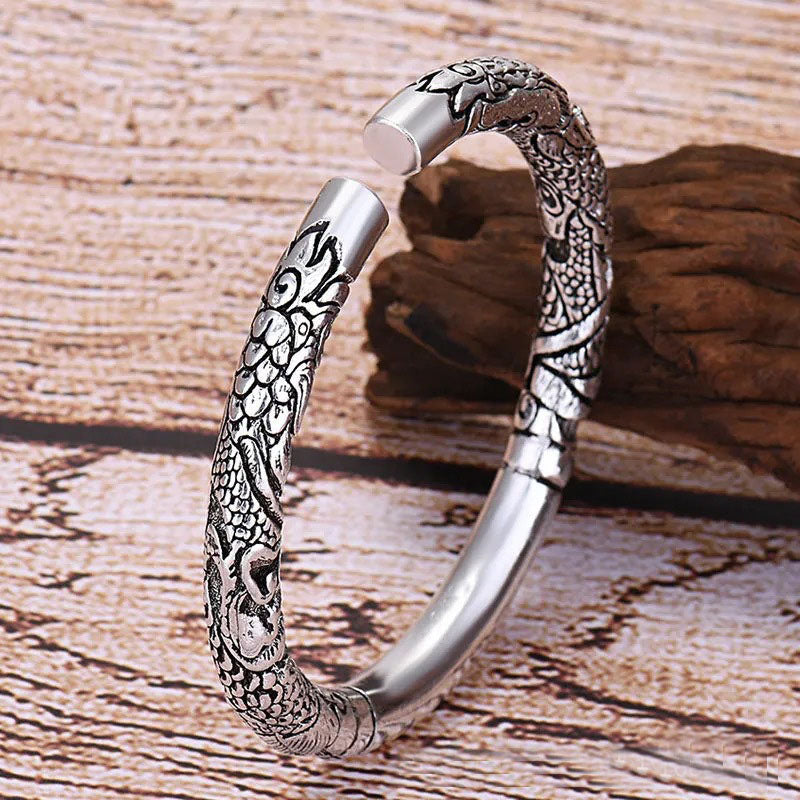 Wear FengShui Dragon Auspicious Clouds Luck Protection Bracelet Adjustable Bangle