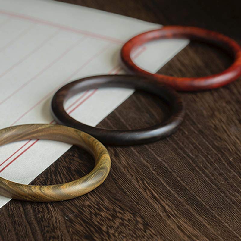 Wear FengShui Tibetan Small Leaf Red Sandalwood Ebony Green Sandalwood Protection Bracelet Bangle