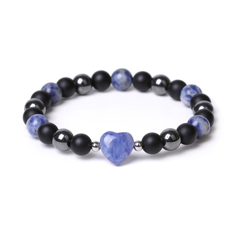 Wear FengShui Black Onyx Tiger Eye Stone Crystal Love Heart Protection Bracelet
