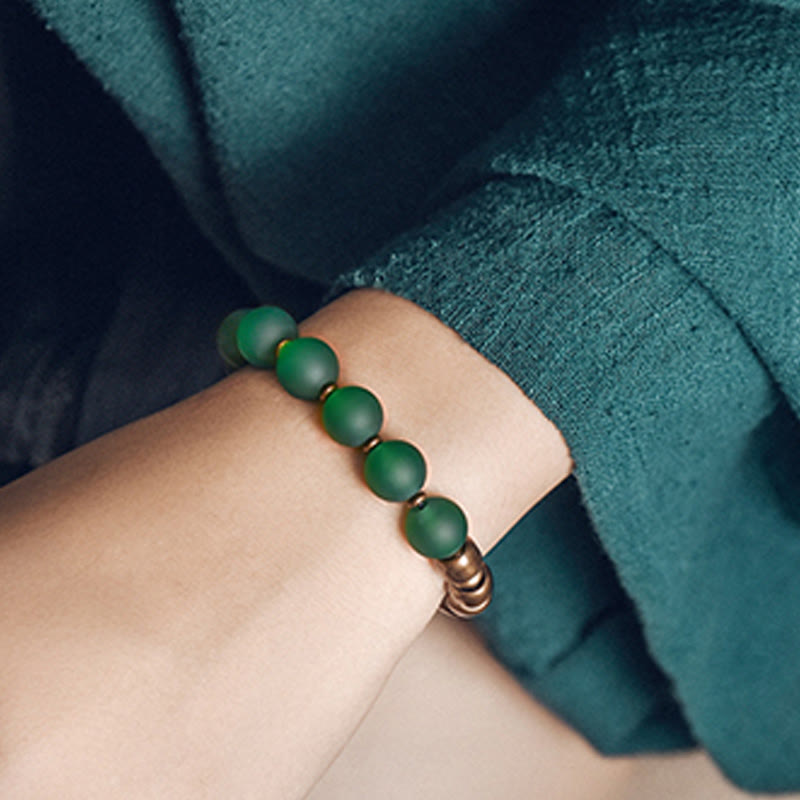 Wear FengShui Tibetan Red Agate Green Agate Copper Confidence Fortune Bracelet