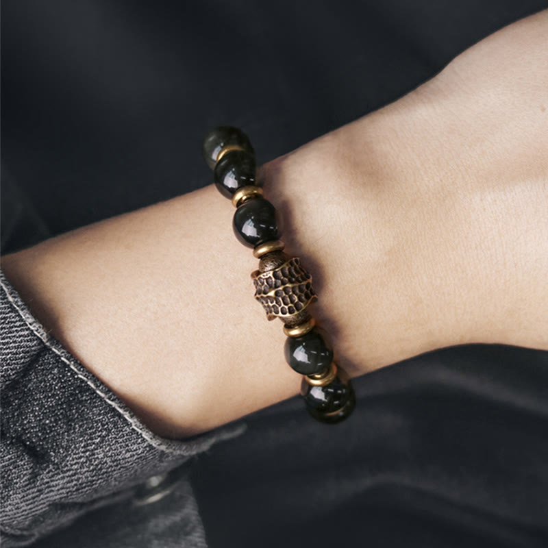 Wear FengShui Rainbow Obsidian Copper Love Healing Bracelet