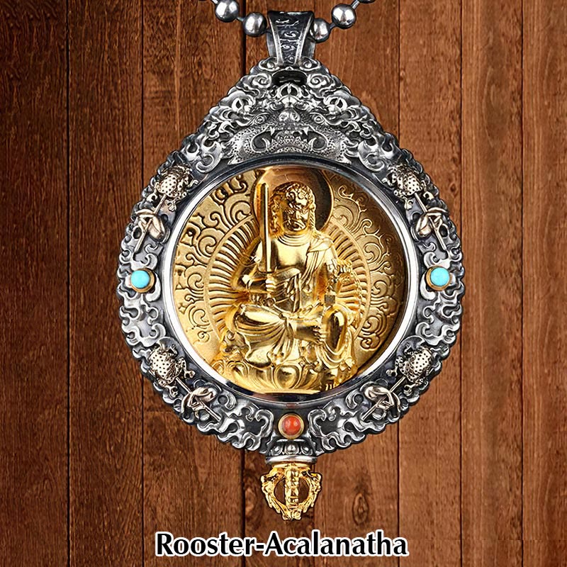 Wear FengShui Chinese Zodiac Natal Buddha Thangka Nine Palaces Eight Diagrams Wealth Rotatable Necklace Pendant