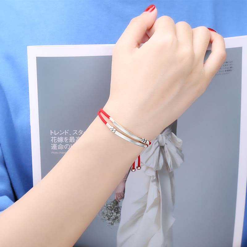Wear FengShui 925 Sterling Silver Red String Layered Braid Bracelet