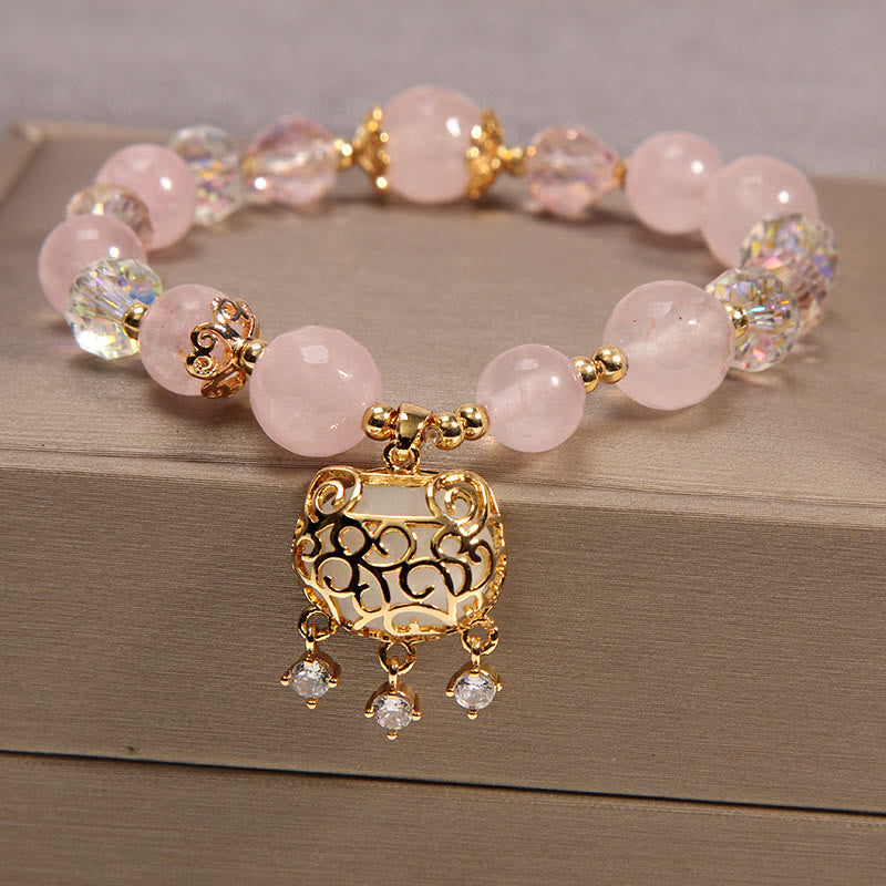 Wear FengShui Natural Pink Crystal Soothing Protection Bracelet