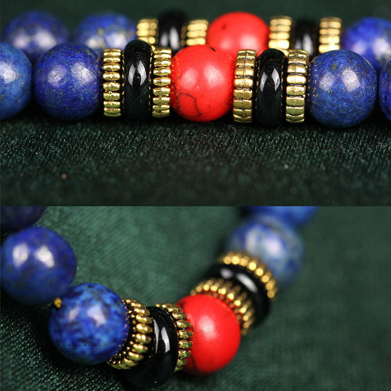Wear FengShui Tibetan Mala Lapis Lazuli Lazurite Positive Bracelet