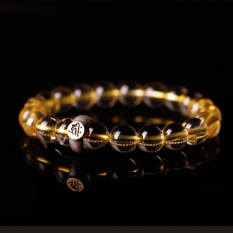 Wear FengShui 925 Sterling Silver Chinese Zodiac Natal Buddha Citrine Protection Bracelet