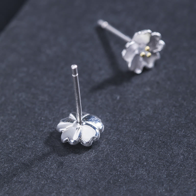 Wear FengShui 925 Sterling Silver Cherry Blossoms Floral Calm Stud Earrings