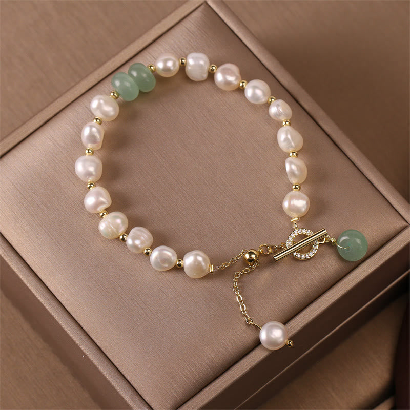Wear FengShui Pearl Green Strawberry Quartz Bead Healing Chain Bracelet