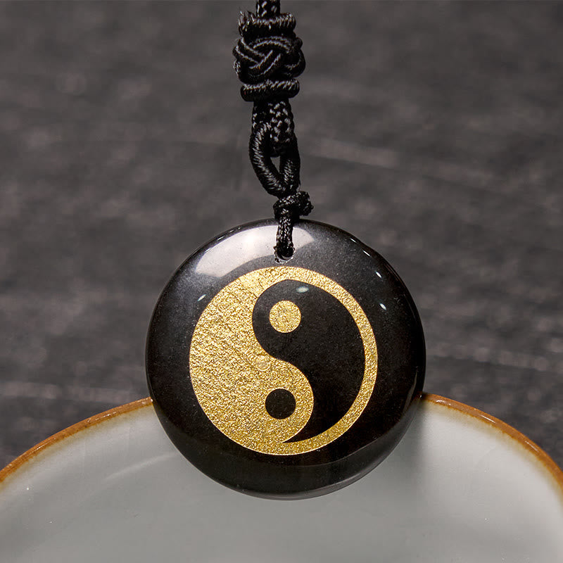Wear FengShui Various Crystal Amethyst Tiger Eye Green Aventurine Yin Yang Spiritual Necklace Pendant