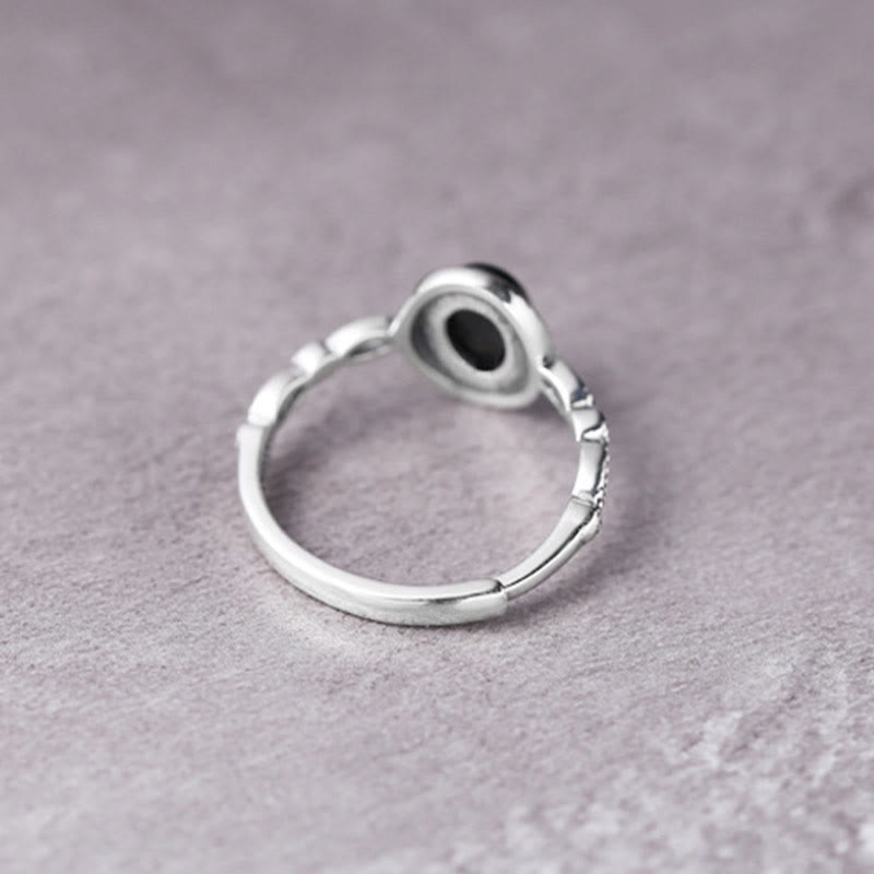 Wear FengShui 925 Sterling Silver Black Onyx Fortune Ring